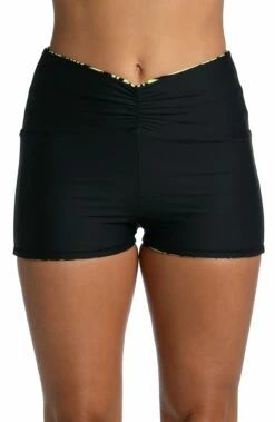 Abstract Palm Reversible Mid-Waist Bike Short - FINAL SALE -Lablanca Sales Shop CT2BK61 BLK REV F3