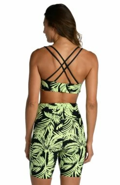 Abstract Palm High-Waist Bike Short - FINAL SALE -Lablanca Sales Shop CT2BK63 BLK B