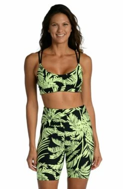 Abstract Palm High-Waist Bike Short - FINAL SALE -Lablanca Sales Shop CT2BK63 BLK REV F0