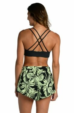 Abstract Palm Flounce Short - FINAL SALE -Lablanca Sales Shop CT2BK69 BLK B