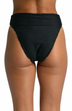 Abstract Palm Reversible High-Waist Bottom - FINAL SALE -Lablanca Sales Shop CT2BK98 BLK REV B