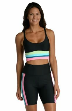 Colorblock High-Waist Bike Short - FINAL SALE -Lablanca Sales Shop CT2BN63 BLK F