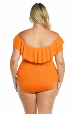 Island Goddess Off Shoulder Ruffle One Piece - Tangerine -Lablanca Sales Shop LB0IG11W TNG B 2