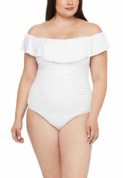 Island Goddess Off Shoulder Ruffle One Piece - White -Lablanca Sales Shop LB0IG11W WHT A
