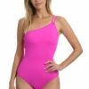 Island Goddess Lace Back One Shoulder One Piece - Orchid