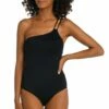 Island Goddess Lace Back One Shoulder One Piece - Black