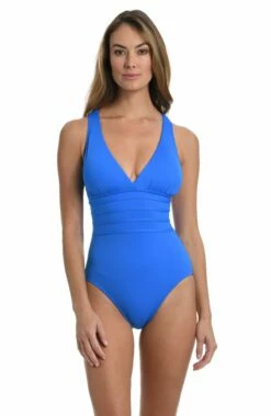 Island Goddess Multi-Strap Cross-Back One Piece - Capri Blue