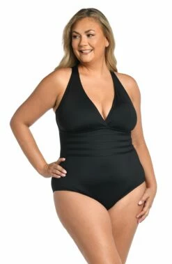 Island Goddess Multi-Strap Cross-Back One Piece - Black -Lablanca Sales Shop LB0IG22W BLK F 1