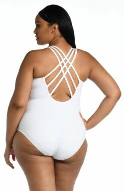 Island Goddess Multi-Strap Cross-Back One Piece - White 10 Island Goddess Multi-Strap Cross-Back One Piece - White -Lablanca Sales Shop LB0IG22W WHT B1