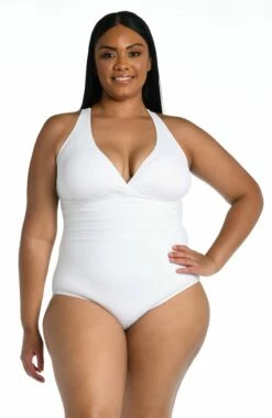 Island Goddess Multi-Strap Cross-Back One Piece - White 9 Island Goddess Multi-Strap Cross-Back One Piece - White -Lablanca Sales Shop LB0IG22W WHT F1