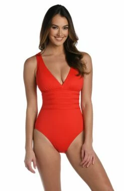 Island Goddess Multi-Strap Cross-Back One Piece - Cherry