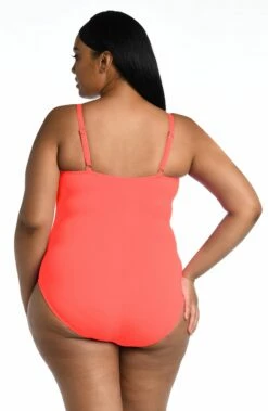 Island Goddess Lingerie One Piece - Hot Coral -Lablanca Sales Shop LB0IG24W HCR B edit