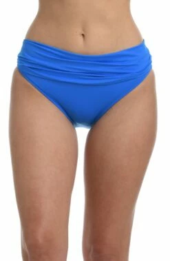 Island Goddess Shirred Band Hipster Bottom - Capri Blue