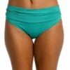 Island Goddess Shirred Band Hipster Bottom - Emerald