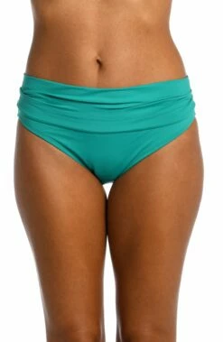 Island Goddess Shirred Band Hipster Bottom - Emerald