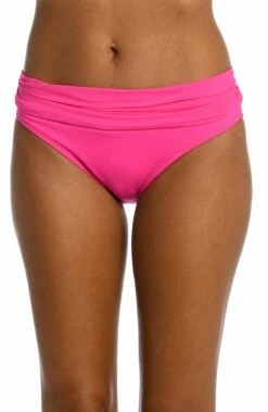Island Goddess Shirred Band Hipster Bottom - Pop Pink