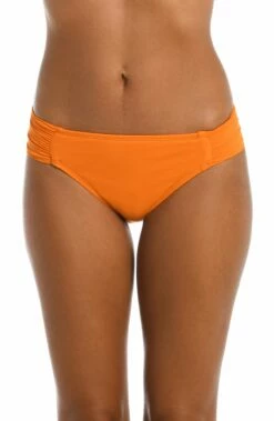 Island Goddess Side Shirred Hipster Bottom - Tangerine