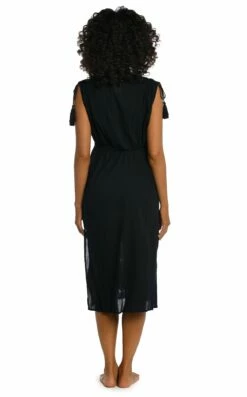 Island Fare Tie Front Mid Length Dress 8 Island Fare Tie Front Mid Length Dress -Lablanca Sales Shop LB1BN38 BLK B 1