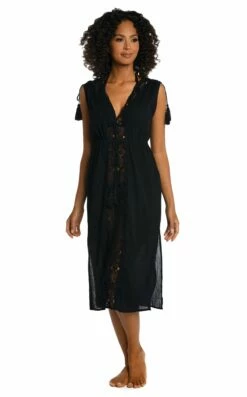 Island Fare Tie Front Mid Length Dress