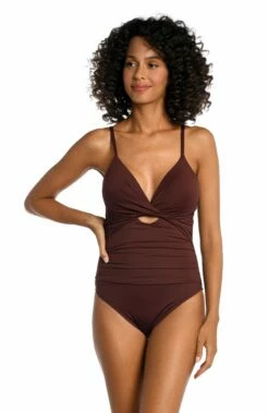 Island Goddess Twist Keyhole One Piece - Java