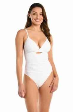Island Goddess Twist Keyhole One Piece - White