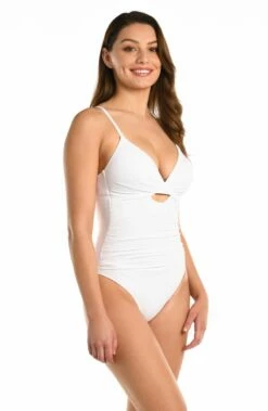 Island Goddess Twist Keyhole One Piece - White -Lablanca Sales Shop LB1IG02 WHT F 2