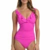 Island Goddess Ruffle Surplice One Piece - Orchid