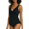 Island Goddess Ruffle Surplice One Piece - Black