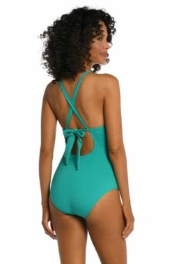 Island Goddess High-Neck Keyhole One Piece - Emerald 9 Island Goddess High-Neck Keyhole One Piece - Emerald -Lablanca Sales Shop LB1IG27 EMR B 2