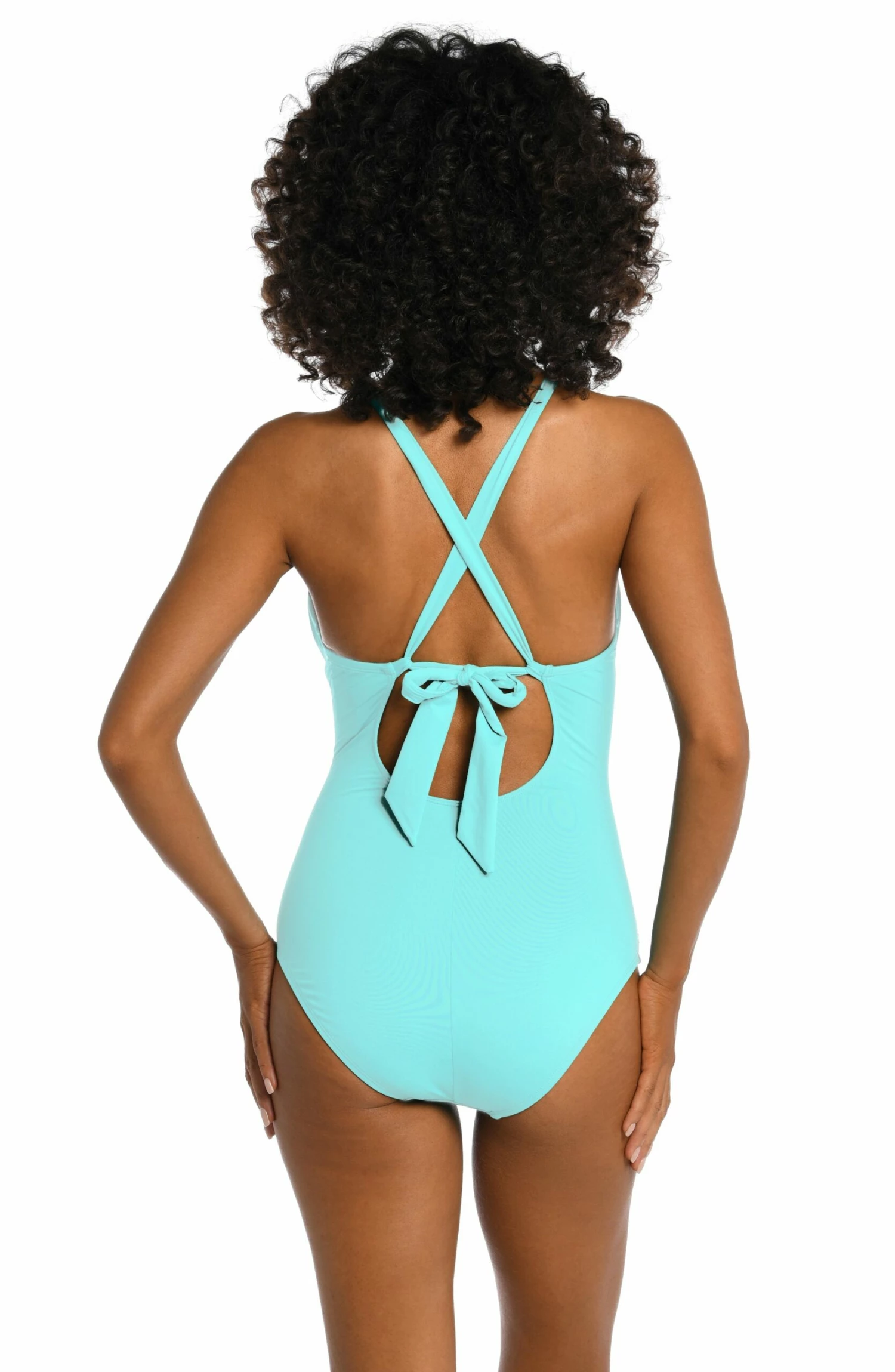Island Goddess High Neck Keyhole One Piece (Exclusive) - Ice Blue 4 Island Goddess High Neck Keyhole One Piece (Exclusive) - Ice Blue - Image 2