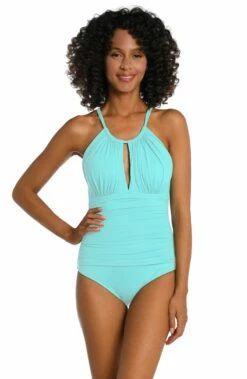 Island Goddess High Neck Keyhole One Piece (Exclusive) - Ice Blue
