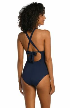 Island Goddess High Neck Keyhole One Piece - Indigo -Lablanca Sales Shop LB1IG27 IND B 2