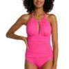 Island Goddess High-Neck Keyhole One Piece - Pop Pink -Lablanca Sales Shop LB1IG27 PPN F 1