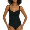 Island Goddess Twist Shirred One Piece - Black