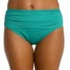 Island Goddess Mid-Waist Sash Band Bottom - Emerald