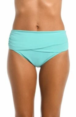 Island Goddess Mid Waist Sash Band Bottom - Ice Blue