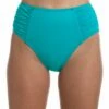 Island Goddess Side Shirred High Waist Bottom - Turquoise -Lablanca Sales Shop LB1IG98TUR F