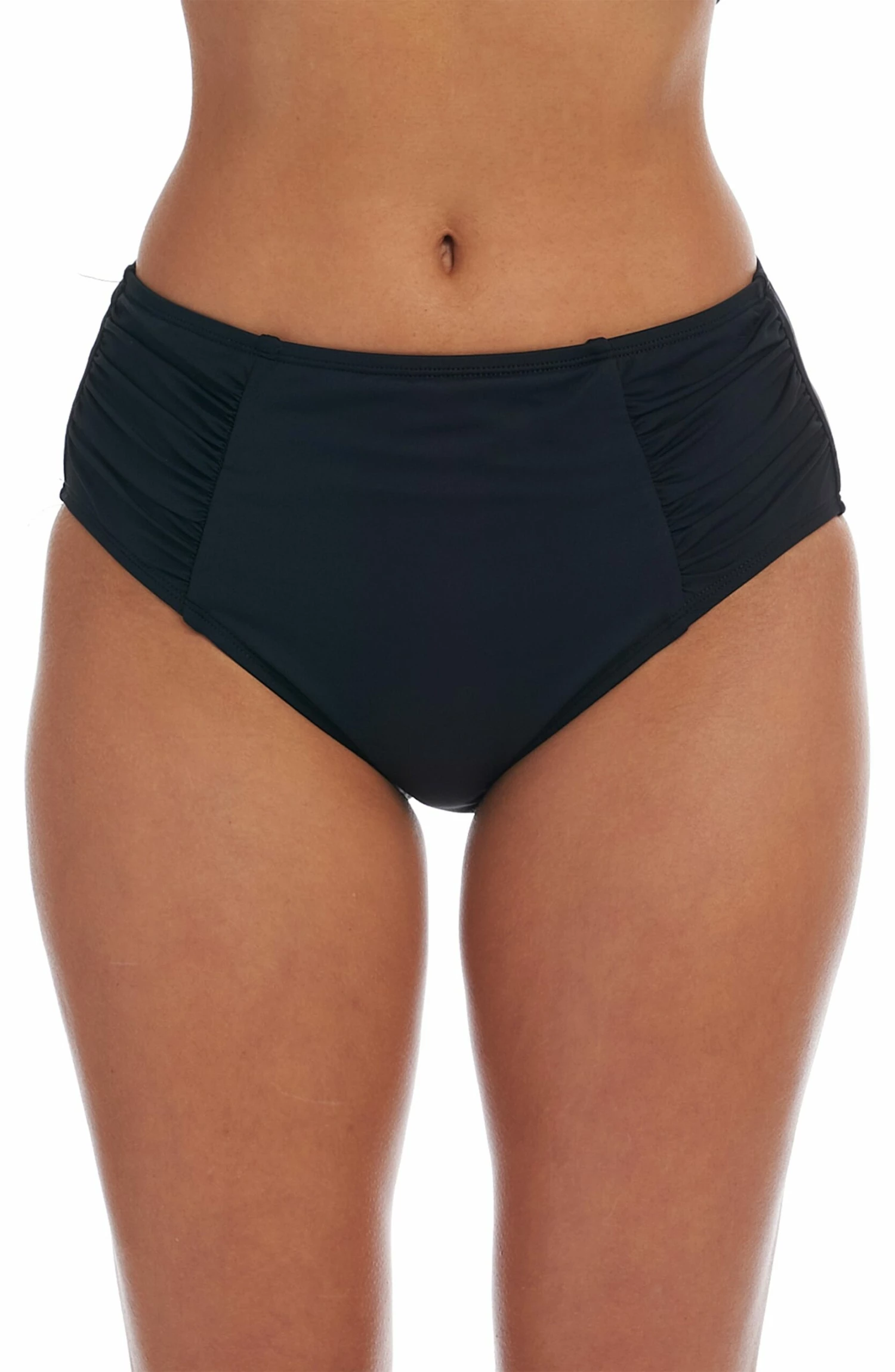 Island Goddess Side Shirred High Waist Bottom - Black 3 Island Goddess Side Shirred High Waist Bottom - Black