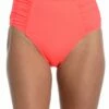 Island Goddess Side Shirred High Waist Bottom - Hot Coral -Lablanca Sales Shop LB1IG98 HCR F1 edit