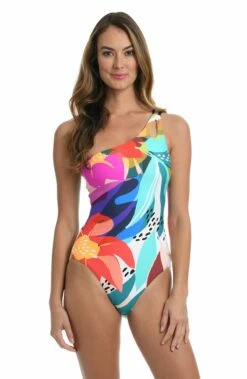 Eclectic Shore One Shoulder Keyhole One Piece - FINAL SALE -Lablanca Sales Shop LB2CP14MLT F