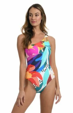 Eclectic Shore One Shoulder Keyhole One Piece - FINAL SALE