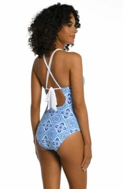 Mediterranean Breeze High Neck Keyhole One Piece -Lablanca Sales Shop LB2CZ27 CPB B 3