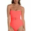 Island Goddess Bandeau One Piece - Hot Coral