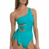 Island Goddess Cutout One Shoulder One Piece - Turquoise -Lablanca Sales Shop LB2IG10TUR F