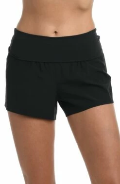 Island Goddess Foldover 3" Inseam Board Short - Black