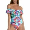 Tropics Of Tropez Off Shoulder Ruffle One Piece - FINAL SALE 2 Tropics Of Tropez Off Shoulder Ruffle One Piece - FINAL SALE -Lablanca Sales Shop LB2LA11 MLT F2
