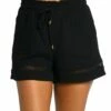 Seaside Covers Beach Shorts -Lablanca Sales Shop LB3LB64 BLK F 2 Close Up
