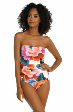 Floral Rhythm Bandeau One Piece 7 Floral Rhythm Bandeau One Piece -Lablanca Sales Shop LB3VE13 MLT F 2