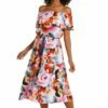 Floral Rhythm Off-The-Shoulder Cover Up Dress -Lablanca Sales Shop LB3VE35 MLT F 2