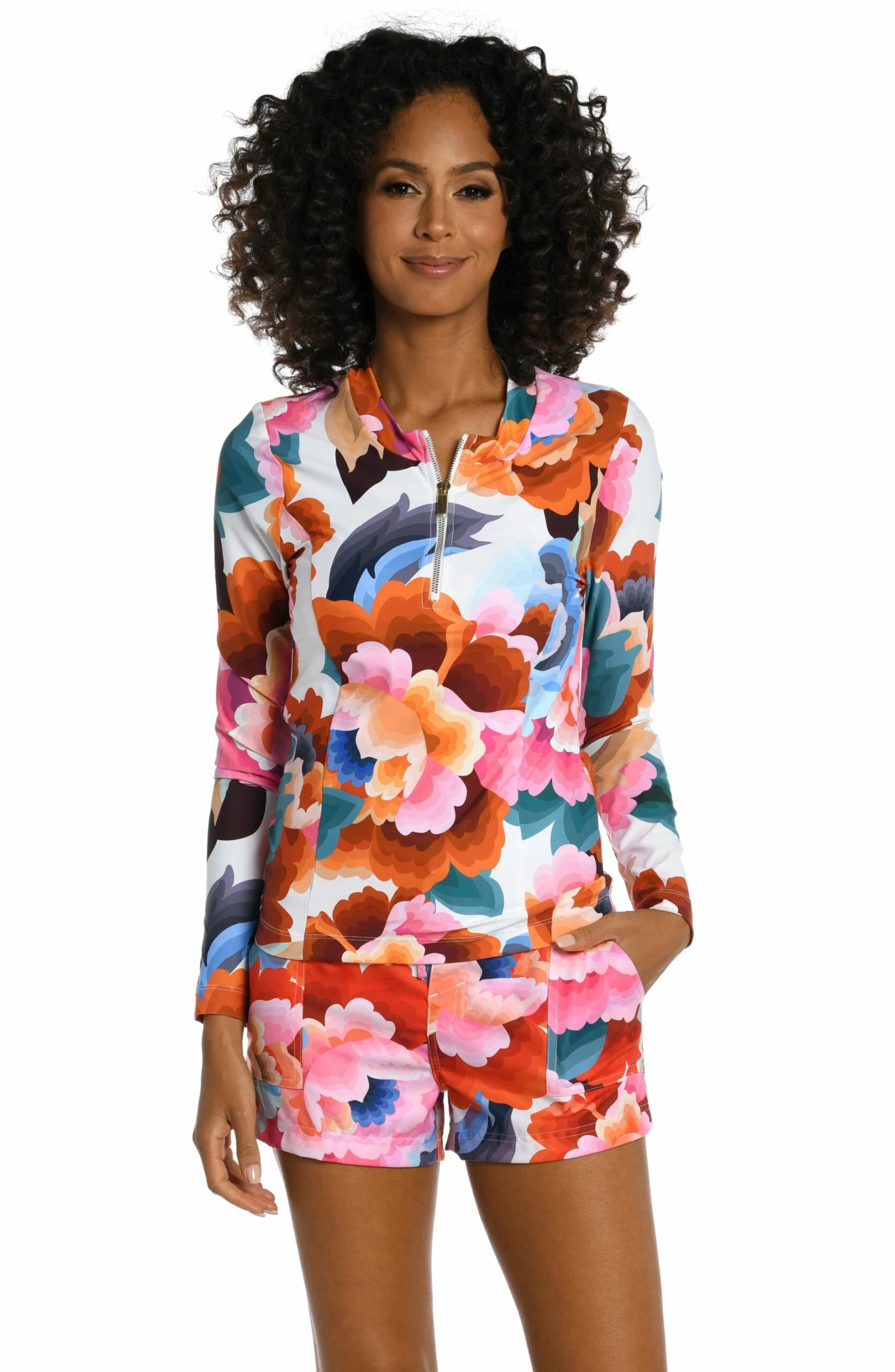 Floral Rhythm Half Zip Rashguard 3 Floral Rhythm Half Zip Rashguard